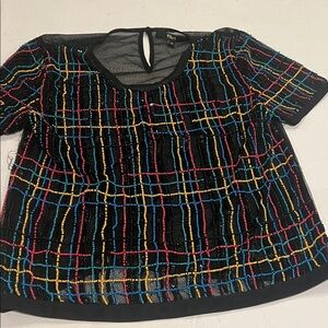 Colorful Plaid Mesh Women's Top